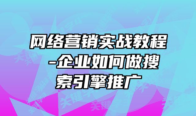 网络营销实战教程 -企业如何做搜索引擎推广